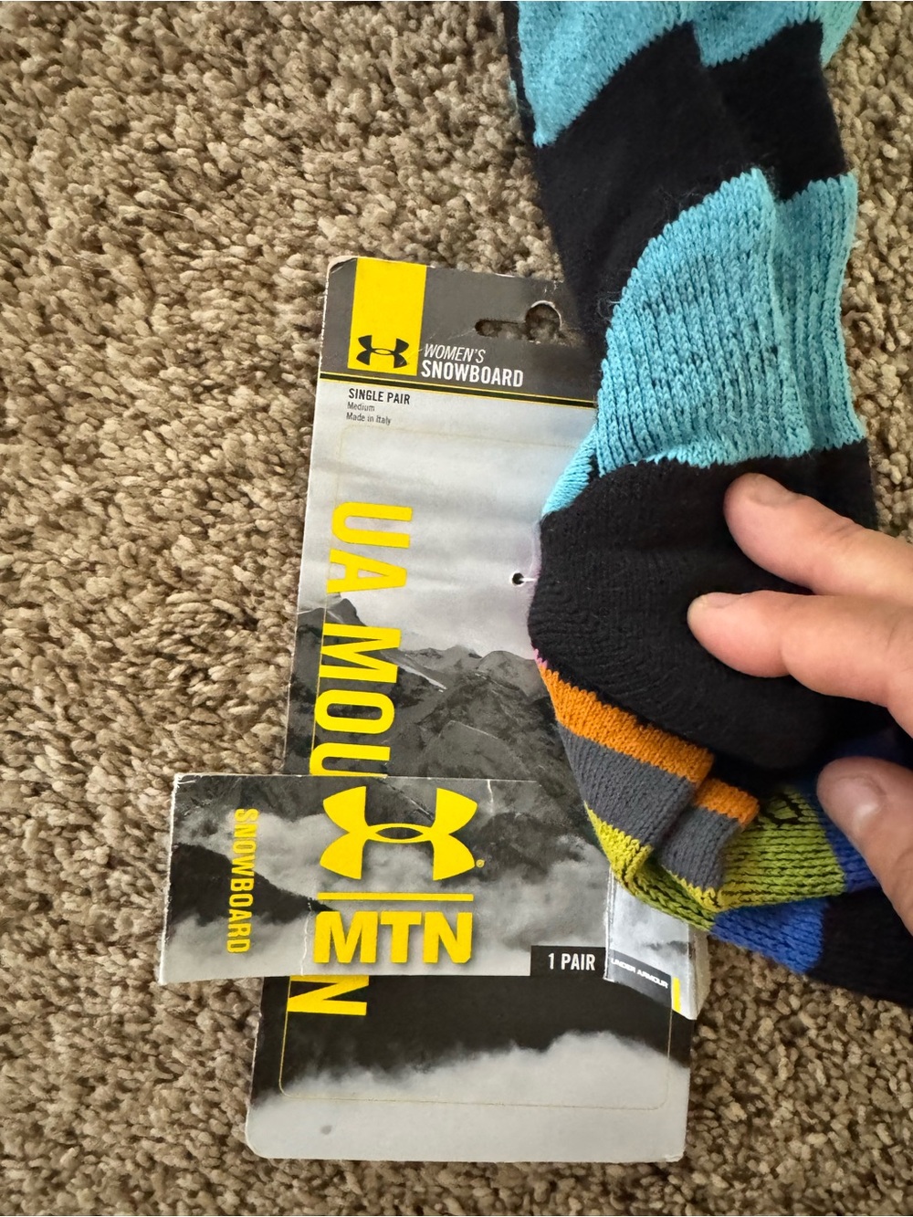 Under Armour Black Socks with Teal, Orange, Gray & Blue Accents